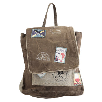 OHLAY KB318 Backpack Upcycled Canvas Genuine Leather women bag western handbag purse